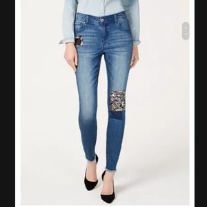 INC sequin-patch skinny jeans